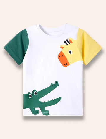 Crocodile&Giraffe Colorblocked T-Shirt